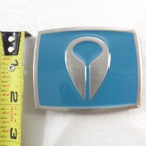 Distressed Nixon Turquoise Blue and Silver Designer Belt Buckle